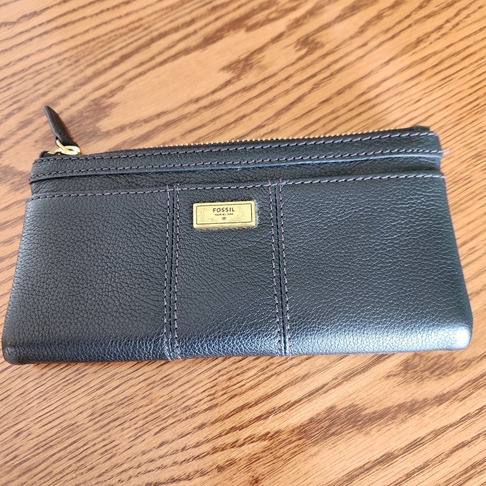 Fossil black leather waller